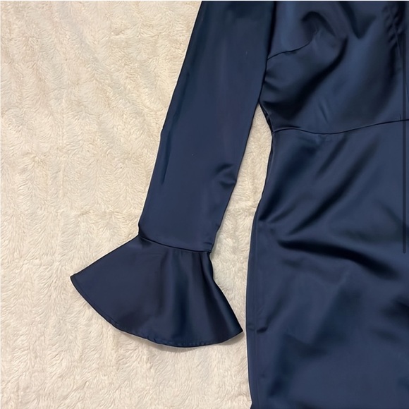 Zara Sz XS Satin Backless Dress in Navy Blue - Picture 10 of 15